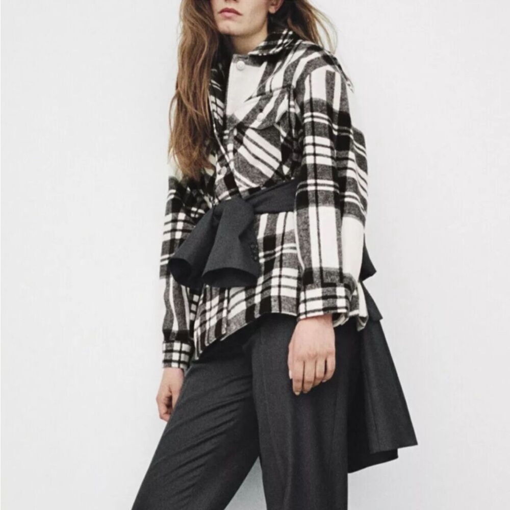 Zara Plaid Button Down Oversized Heavyweight Wool… - image 2